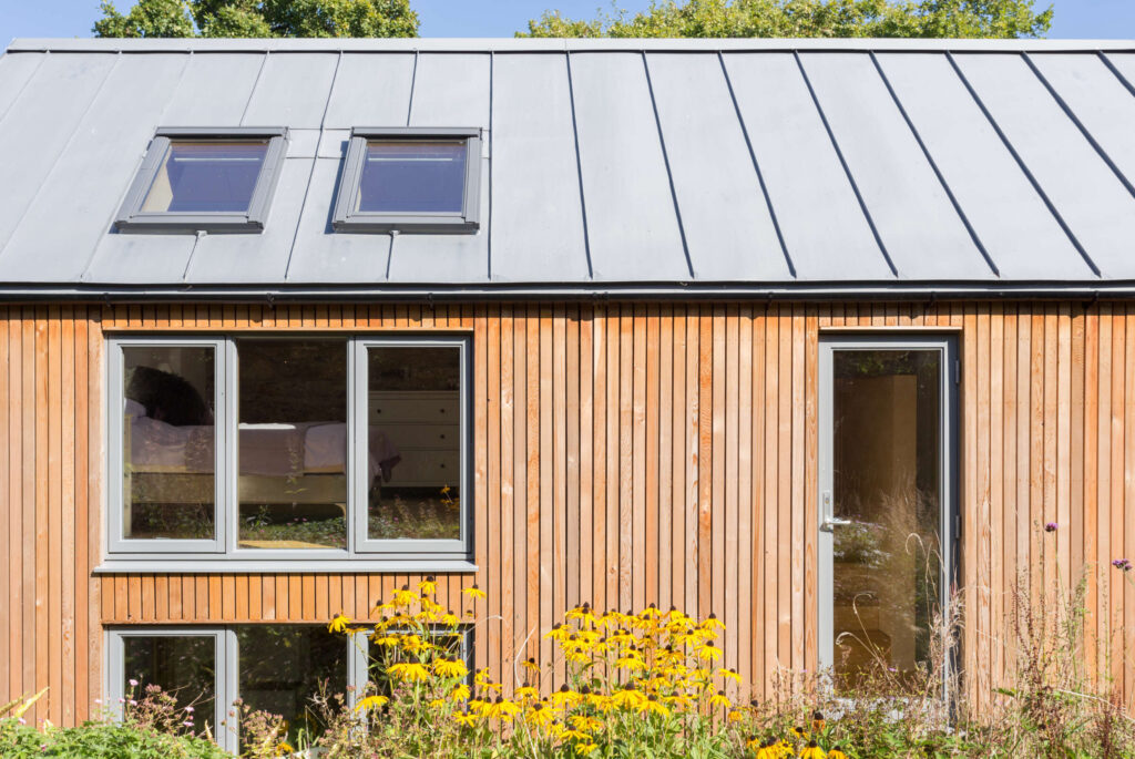 zinc and cedar. Lutterburn award winning barn conversion. Threshold Architects Passivhaus Tim Offer South Devon South Hams